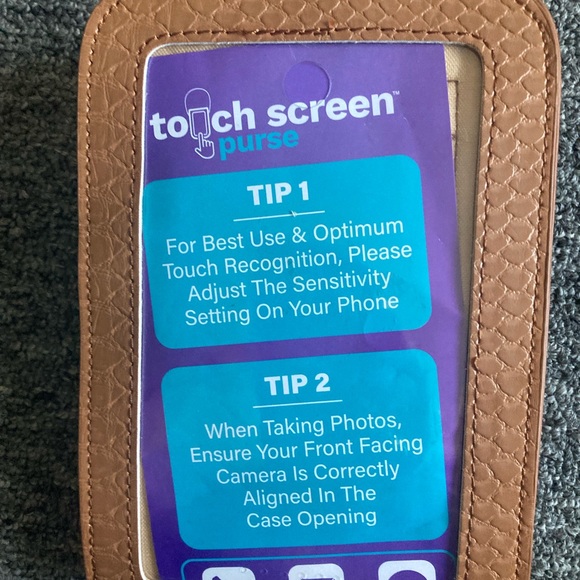 NWOT touchscreen purse with adjustable, removable strap, brown faux leather - Picture 7 of 11